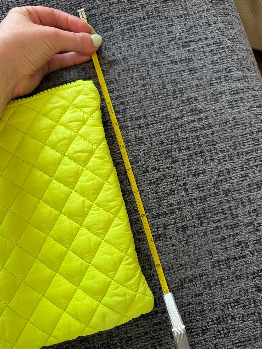 Mz Wallace Neon Yellow Quilted Zip Clutch